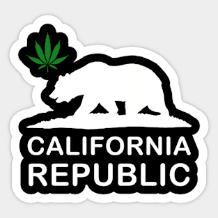 Pot Leaf Grizzly Bear California Republic Cali Life Sticker